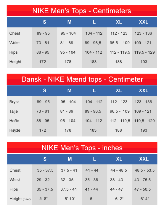 NFL jersey tops nike size chart